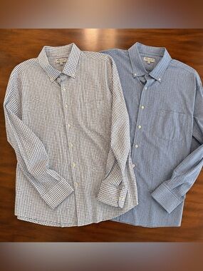 Lot 2 Peter Millar Summer Comfort Button Down Shirts Men’s XXL Blue Check